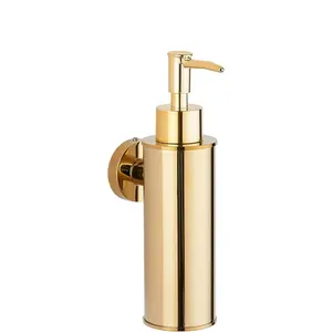 Soap Dispenser Stainless Steel Gold Wall Mount Liquid and Soap Dispenser Round for Kitchen and Bathroom