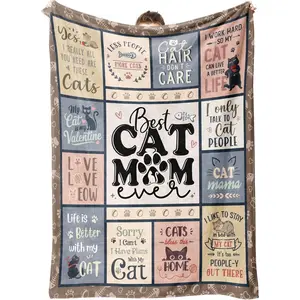 Flannel Blanket | Funny Christmas Cat Mom Soft Flannel Throw Blanket, Best Gifts For Cat Lovers Women Cat Lady, Perfect For Birthday Christmas Mother's Day Bedroom Couch Home Decor | Home & Gift