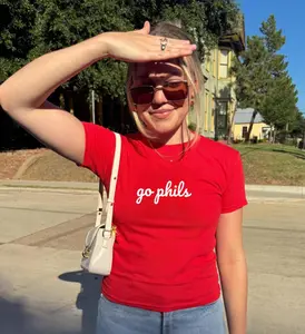 Baseball Baby Tee for Women, Philly, Philly T-Shirt, Gift for Philly Fan, Philly Gift for Women, Trendy Summer Baseball Top