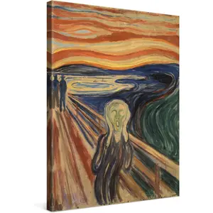 Edvard Munch The Scream Premium Canvas Print – A Stretched Gallery Artwork on Wooden Frame, Faithfully Reproducing the Iconic Classical Painting for Museum-Quality Wall Decor in Living Rooms, Studies, or Art-Focused Interiors.