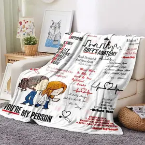 Lazy Person Blanket Grey‘s Anatomy You're My Person Flannel Blanket Romantic Couple Cover Gift For Couch or Sofa Cross-border--Warm Haven Textiles