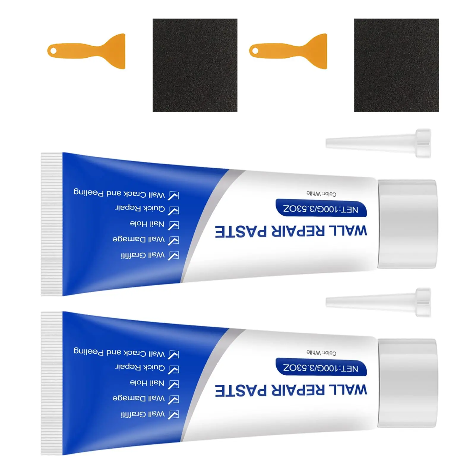 2 Pack Efficient Drywall Repair Kit with Scraper Quick Drying Wall Repair Paste for Holes Cracks Scratches Graffiti Home DIY Use