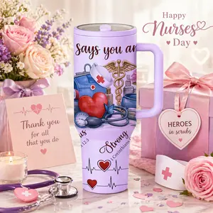 1 Pc 40oz Insulated Mug Thank You Nurse Gift, Double Wall Vacuum Cup, Leak Proof Thermal Mug, Keeps Hot 12h Cold 24h, Nurse Appreciation Gift, You Are Appreciated Design, Heart Stethoscope Print, Emotional Holiday Gift for Women Men, Tumbler