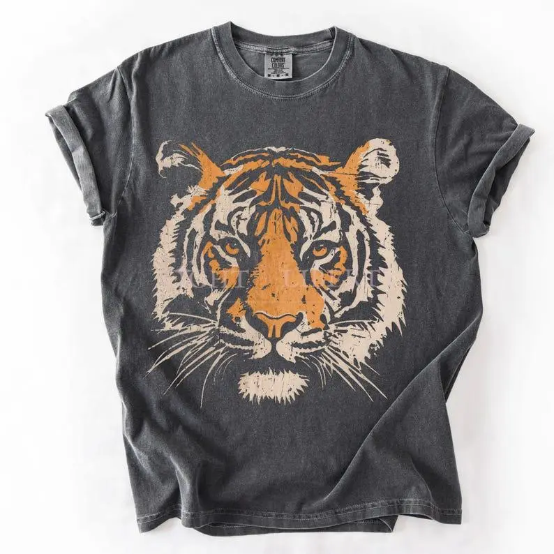 Vintage Tiger T-Shirt Comfort Colors Cincy Bengals Distressed Retro Animal Graphic Tee