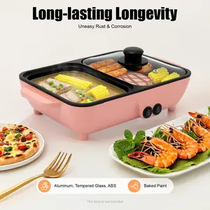 2-in-1 Electric Hot Pot & Grill - Non-Stick Pan for Effortless Boiling and Frying. Versatile kitchen appliance for delicious meals at home or small gatherings. Dual Temperature