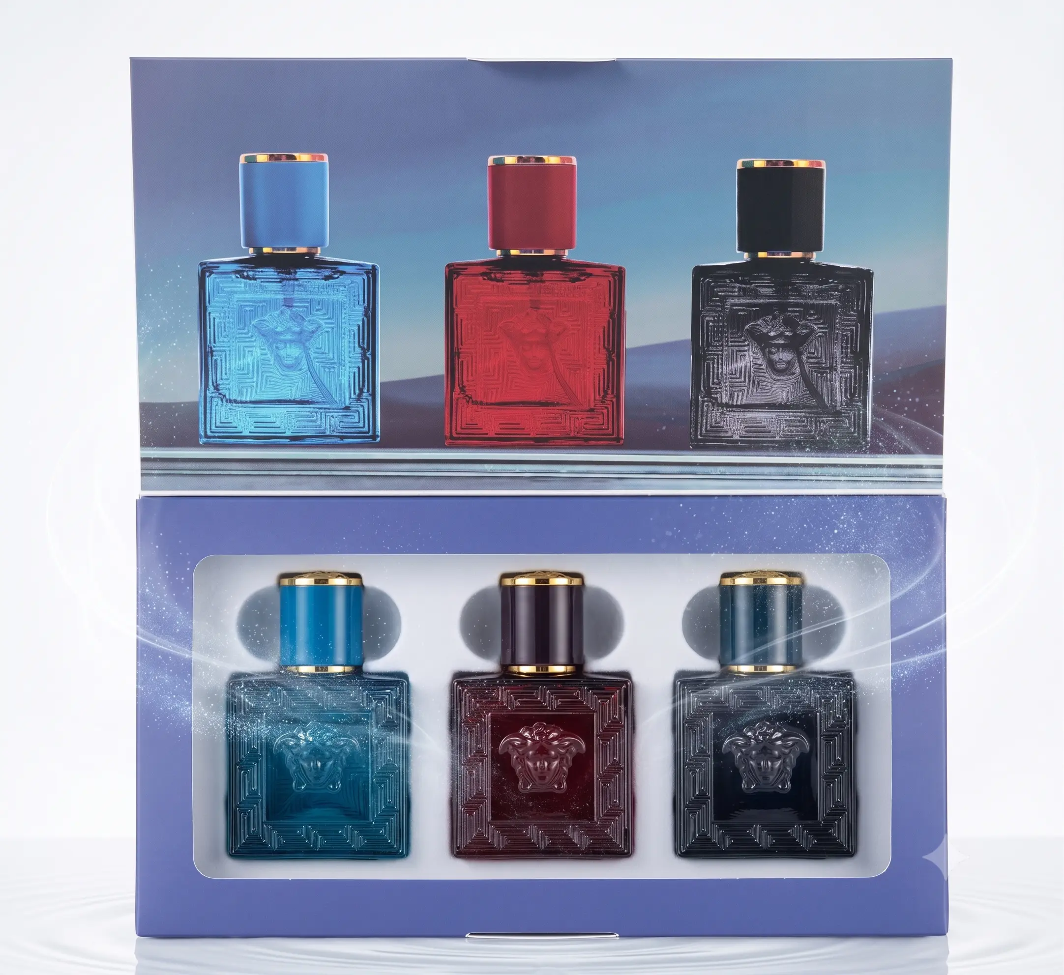 3 Pcs Men's Mini Cologne Perfume Gift Set - Long Lasting Fresh Ocean Wood & Amber Fragrance Spray, Luxury Travel Size Cologne Trio, Perfect Gift For Men / Boyfriend