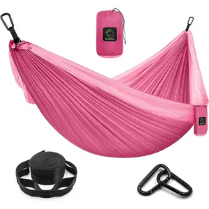 Grassman Camping Hammock Double & Single Portable Hammock with Tree Straps, Lightweight Nylon Parachute Hammocks Camping Accessories Gear for Indoor Outdoor Backpacking, Travel, Hiking, Beach