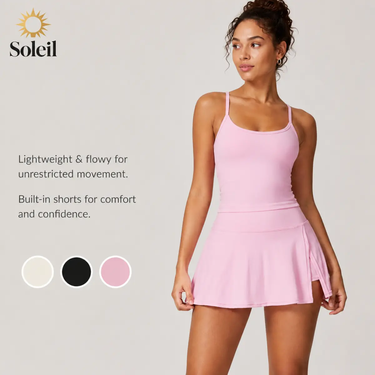 【Soleil】Women's High Rise A-Line Athletic Skort with Built-in Shorts, Plus Size Soft Stretch Fabric for Tennis, Workouts, and Yoga, Multi-Size, Running/Yoga, Anti-Exposure, Breathable
