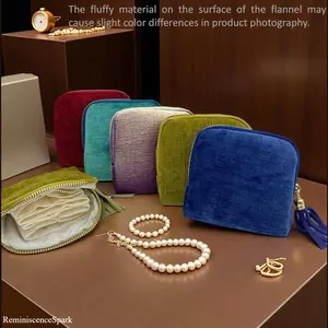 Travel Jewelry Zippered Storage Bag – Portable Organizer with 5 Compartments, Velvet Satin Lining & Tassel Zipper, Secure Case for Rings, Bracelets & Necklaces, Ideal for Travel & Daily Home Use