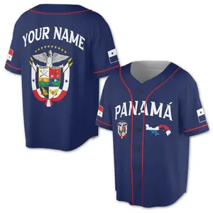 Custom Name Panama Flag Coat Of Arms Baseball Jersey S-5XL, Panamá Camisa