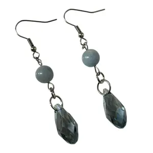 Blue Aventurine Drop Earrings Dangle Earrings with Faceted Teardrop and Round Beads for Stylish Accessory