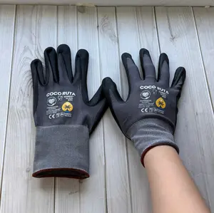 [12 Pairs] COCO RUTA 34-874 Nitrile Micro Foam Work Gloves | Non-Slip Breathable Safety Gloves for Mechanics, Construction & Gardening
