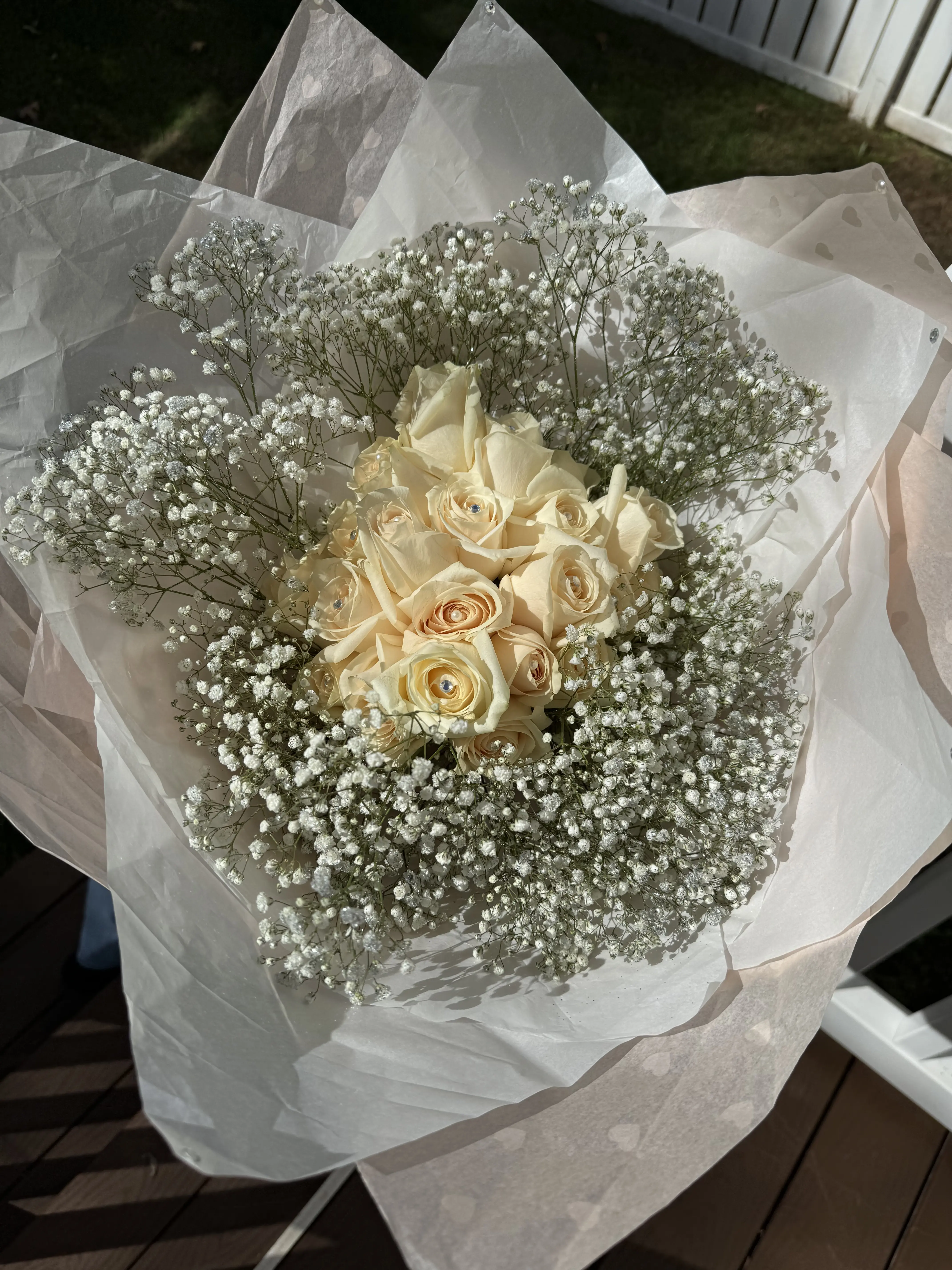 White Rose / Baby Breath Bouquet