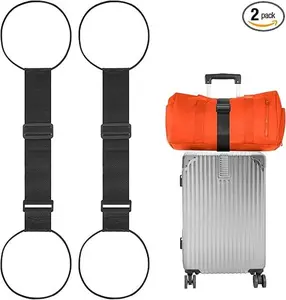 Bag Luggage Straps 2 Pack, Adjustable Bungee Elastic Belt to Connect Two Suitcases, Secure Carry On & Travel Essentials
