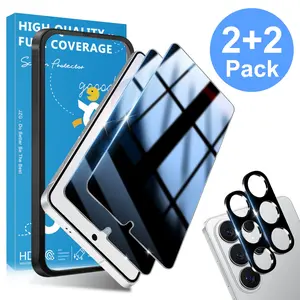 JavoYion 2 pack+2 pack for Samsung Galaxy S26 Ultra - 2 Pack Privacy Screen Protector + 2 Pack Camera Protector - 9H Tempered Glass, Fingerprint Compatible, Anti-Spy