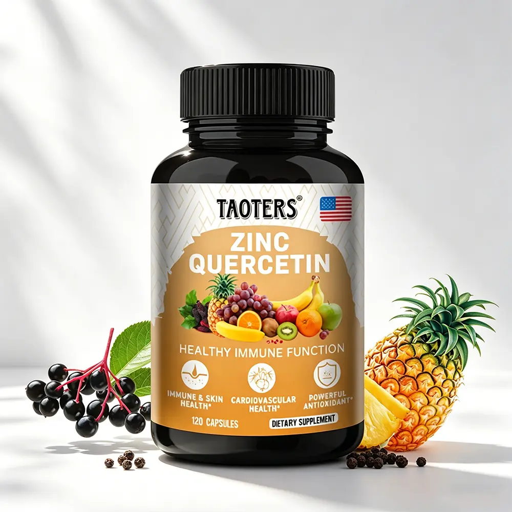 TAOTERS High Strength Zinc Quercetin 1000mg - with Elderberry, Vitamin C & Bromelain for Immune Support, 120 Capsules