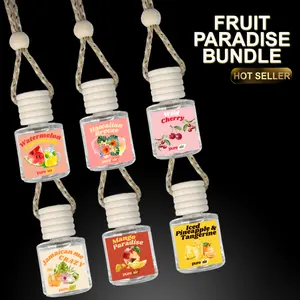 Pure Air Fruit Paradise Air Freshener Bundle of Six - Air Freshener Oil Diffuser - Lasts 60+ Days Aroma Perfume Fragrance hanging Glass Woody