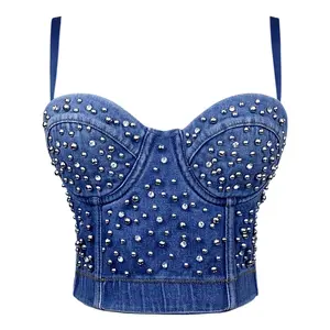 Elevated Going Out Tank Tube Halter Tops Sexy Club Denim handmade Steel ball Fishbone Summer Rave Outfits Weighted Vests Women Shaper Camisole Blusas Streetwear Sling Wedding Party Blind Date Stage Party Shaper Crop Camis Corset Crop Tank Halter Top