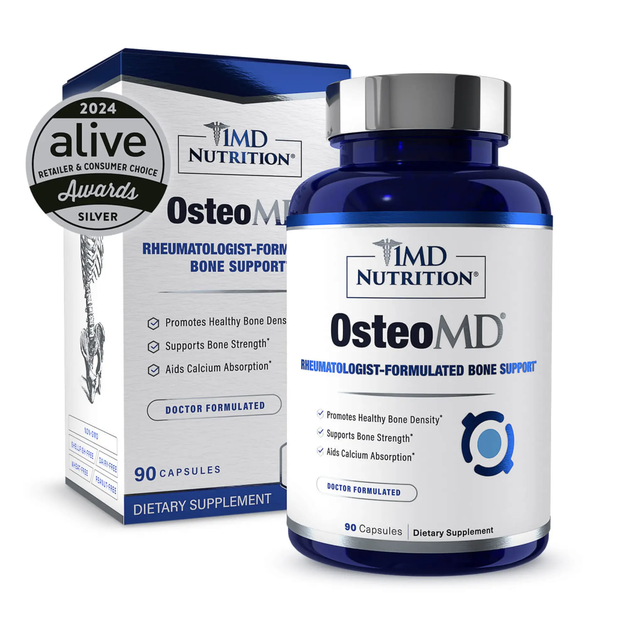 1MD Nutrition OsteoMD -Comprehensive Bone Density Support - Vitamin D3 & K2, Calcium & Calzbone Extract 1MD Nutrition OsteoMD -Comprehensive Bone Density Support - Vitamin D3 & K2, Calcium & Calzbone Extract