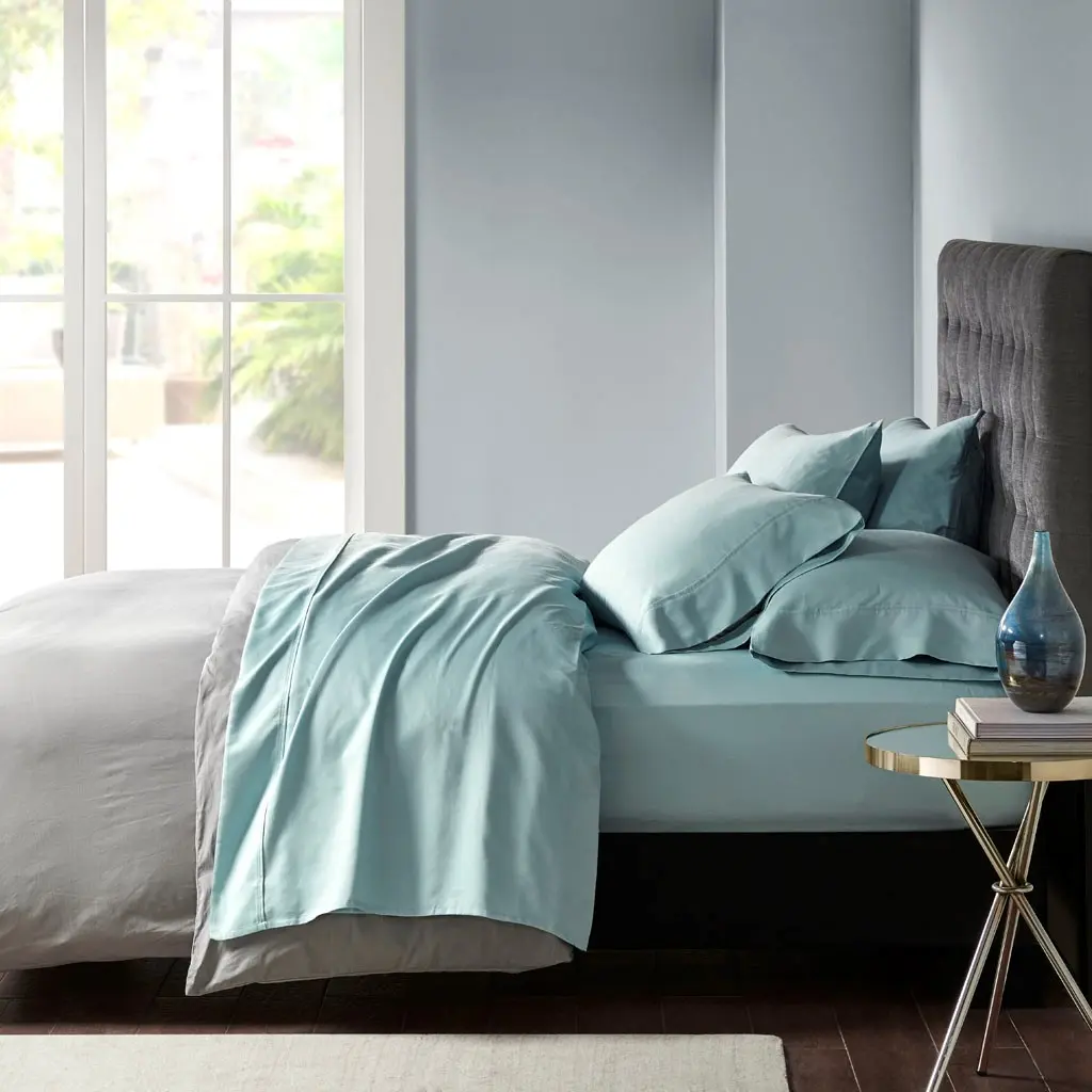 6-Piece Soft Breathable Satin Bed Sheet Set - 800 Thread Count 44% Polyester Cotton Blend, Wrinkle-Resistant, Fade-Resistant, Durable, Ultra Soft Silky Hotel Luxury Bedding Pillowcases, Soft Breathable Sheet, Bed Sheets