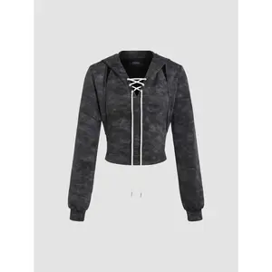 Cider [size 2-10] Gradient Lace Up Hooded Top & Long Sleeve Shrug