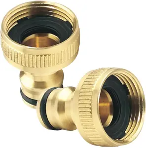 2 Pack Garden Hose Quick Connect Male Plug Replacement Brass 3/4 Inch GHT Garden Hose Fitting Water Hose Quick Connectors for Heavy Duty Garden Hose Splitter 3/4" GHT Threaded Water Hose Bibb