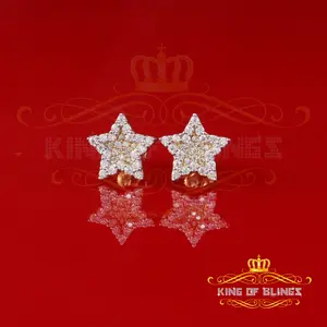 King of Bling's 10K Gold Plated YeYellow Silver 0.66ct VVS 'D' Moissanite Star Stud Earring Men's/Women