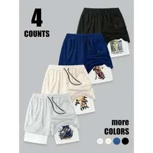 Animal Print Casual Shorts, Multi-Color Patchwork, Wild Pattern Design, Loose-Fitting, Daily Commute Wear, Pair with Tee or Vest, Flamingo Print Shorts