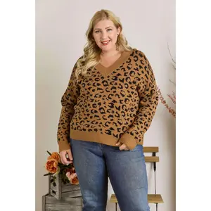 Leopard Pattern V Neck Sweater