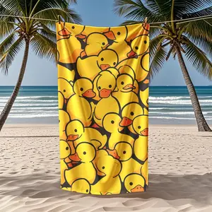 Cute Duck Beach Towel, Fun Cartoon Print Bath Towel, Soft Absorbent Quick Dry Swimming Towel, Perfect Gift for Travel, Yoga, Camping