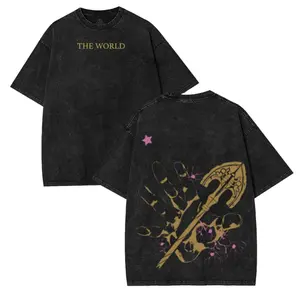 JoJo Adventure Anime Double Printed Vintage Oversized Washed Tee Unisex Anime Manga Heavyweight Cotton T-shirt, Gift For Anime Fan t shirts for men