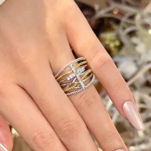 Circle of Blessings Ring - 18K Gold & Silver Multi-Tiered Design for Women's Elegant Outfits Stylish Jewelry with Luxurious Accents