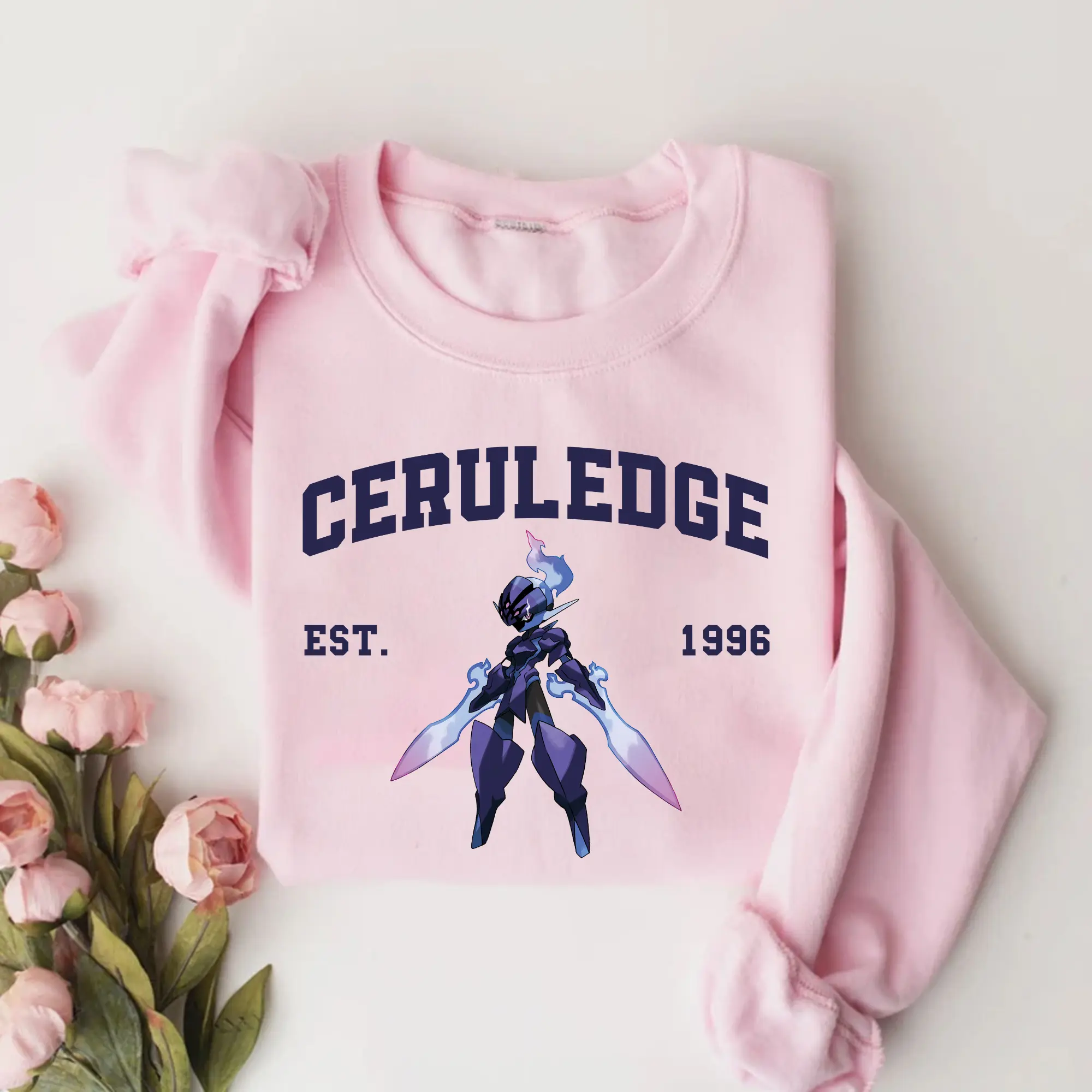 [Made In USA], Ceruledge Graphic Sweatshirt, Anime pkm Character Design, Dark Fantasy Otaku Style Apparel, Casual Daily Wear & Gift, Soft Cozy Unisex Crewneck