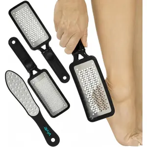 3 packFoot File - Feet Scraper for Dead Skin - Heel Grater, Callus Remover Scrubber Tool, Rasp for Cracked Heels - Stainless Steel Pedicure Filer for Men & Women - Use on Wet or Dry Skin