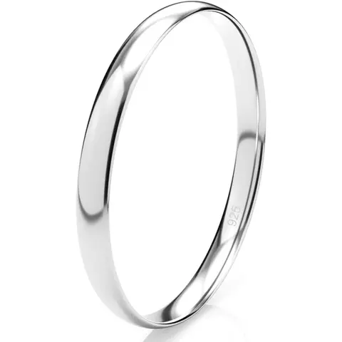 Men's 2MM 925 Sterling Silver Plain Dome Band Marriage Ring - Comfort Fit, High Polish Finish, Antitarnish Plated, Durable Mens Wedding Bands, Tarnish Free Rings