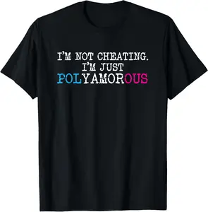 100% Cotton Polyamory Not Cheating LGBT Poly Pride Throuple Polyamorous T-Shirt