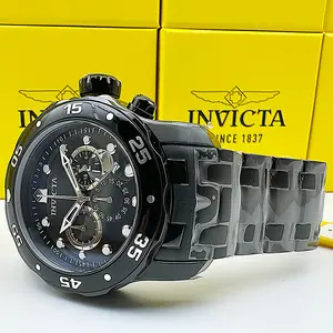 Invicta Men's 48mm Pro Diver SCUBA Chronograph COMBAT Triple Black Stainless Steel Watch with Durable Design Invicta Men's 48mm Pro Diver SCUBA Chronograph COMBAT Triple Black Stainless Steel Watch with Durable Design