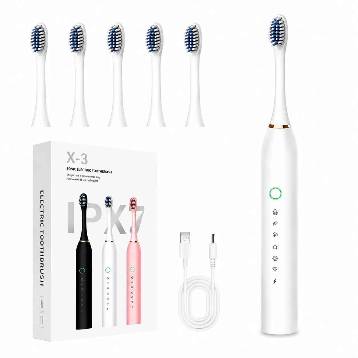 Sonic Electric Toothbrush for Adults, Rechargeable Electric Toothbrush with 6 Cleaning Modes, 5 Replacement Brush Heads & USB Charging Cable, IPX7 Waterproof Toothbrush