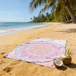 Bohemian Mandala Round Beach Towel, Lightweight Sandproof Summer Vacation Towel, High-Quality Digital Print Bath Towel for Pool Camping Travel Yoga
