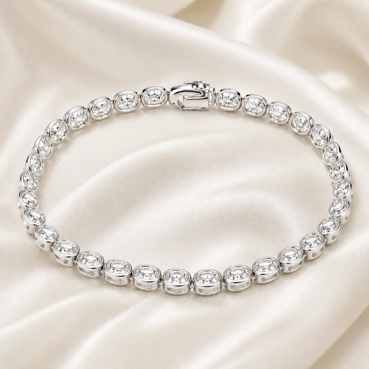 Oval Cut Bezel Tennis Bracelet