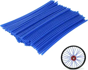 72 count Universal Spoke  Cover -  Wheel Spoke Wraps  Pipe Trim Decoration Protector For  Dirt  Yamaha Harley Suzuki(Blue)