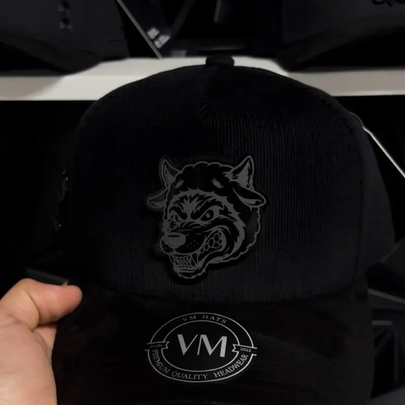 El lobo malo hats black sude and corduroy SnapBack for man