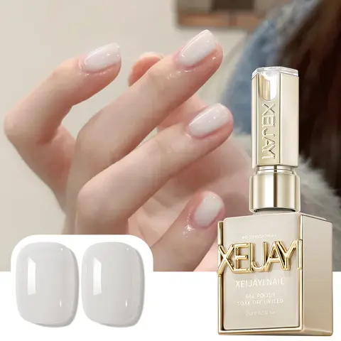XEIJAYI 1PC 15ML TPO&HEMA-Free M-02 Milk White Gel Polish Bottle, Cream Gel for Smooth Glossy Finish, UV LED Soak Off Nail Supply for DIY Manicure & Salon Use