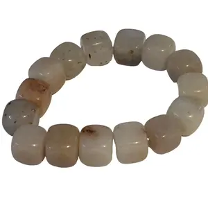 Orange Chalcedony Jade Cube Bracelet Blessed for Grounding Energy Self Love Healing Youth Friendly Spiritual Accessory 170mm Size