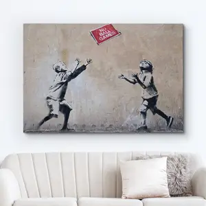 Canvas Print Wall Art Banksy No Ball Games Graffiti & Street Art Pop Culture Illustrations Pop Art Bohemian Multicolor Dark for Living Room, Bedroom, Office SHJY-01176