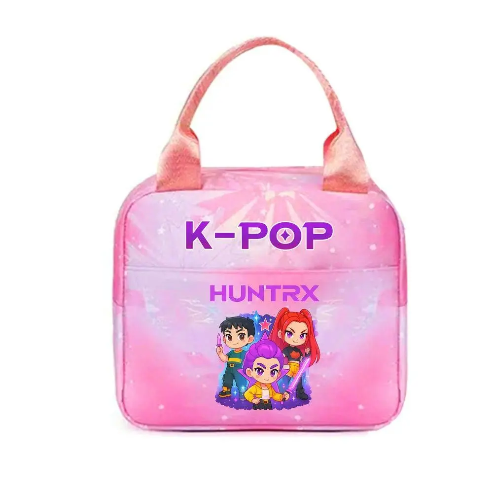 KPop Demon Hunters Insulated Lunch Box Handbags Cute Insulation Bento Pouch School Student Kids Women's Lunch Bag Shoulder Bag