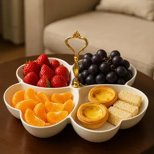 Fruit Display Stand, Multi-compartment Serving Tray with Handle, Snack Organizer for Party, Dessert Display Plate, Home Decor, Party Supplies, Festive & Party Supplies, Ornaments