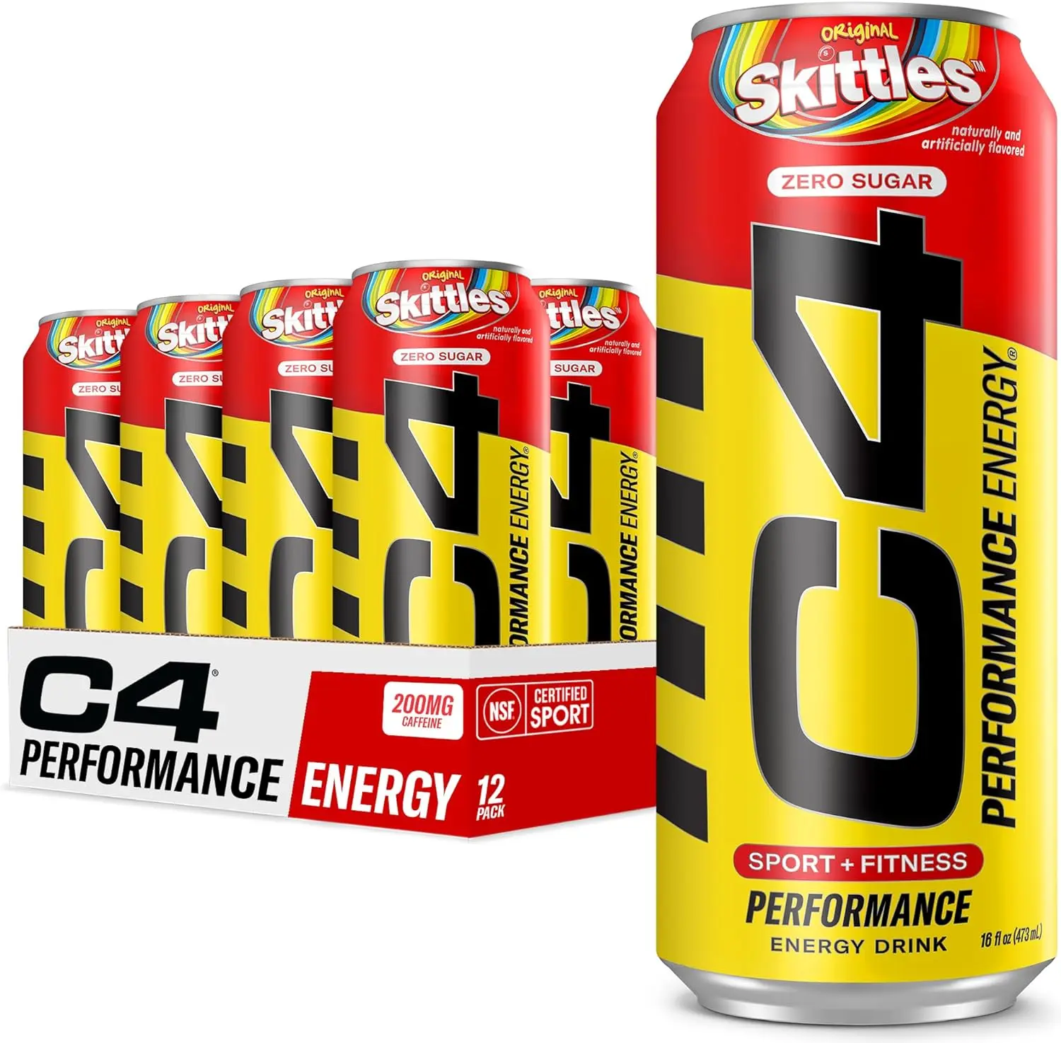 Cellucor C4 Energy Drink Skittles | Zero Sugar | 200mg Caffeine | 12 Pack Beverage Sport