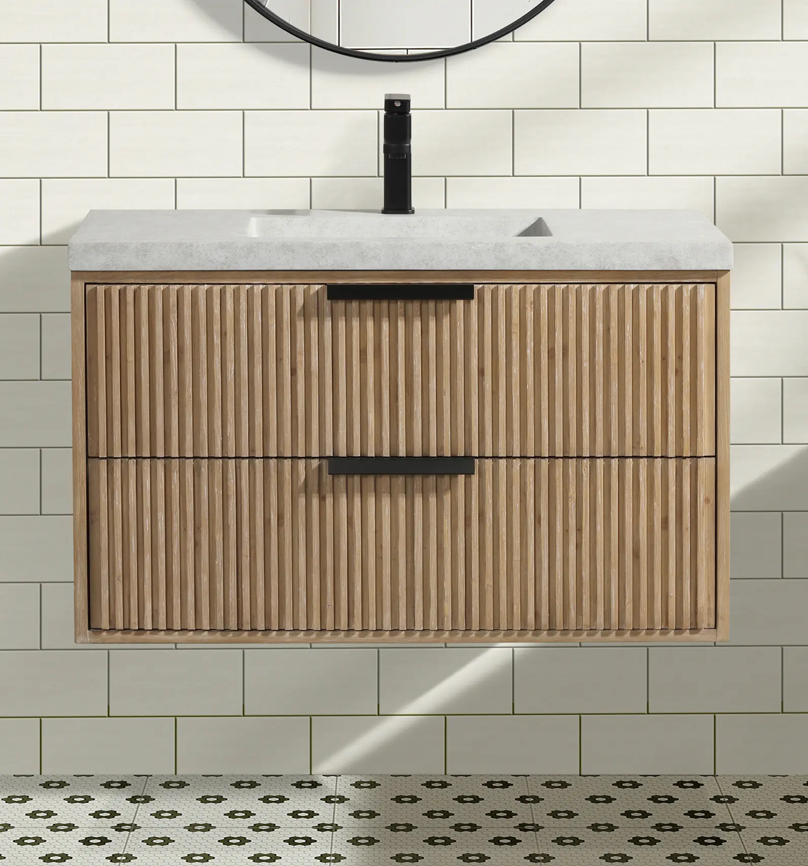 San Diego 36" Floating Bathroom Vanity in Weathered Fir Finish