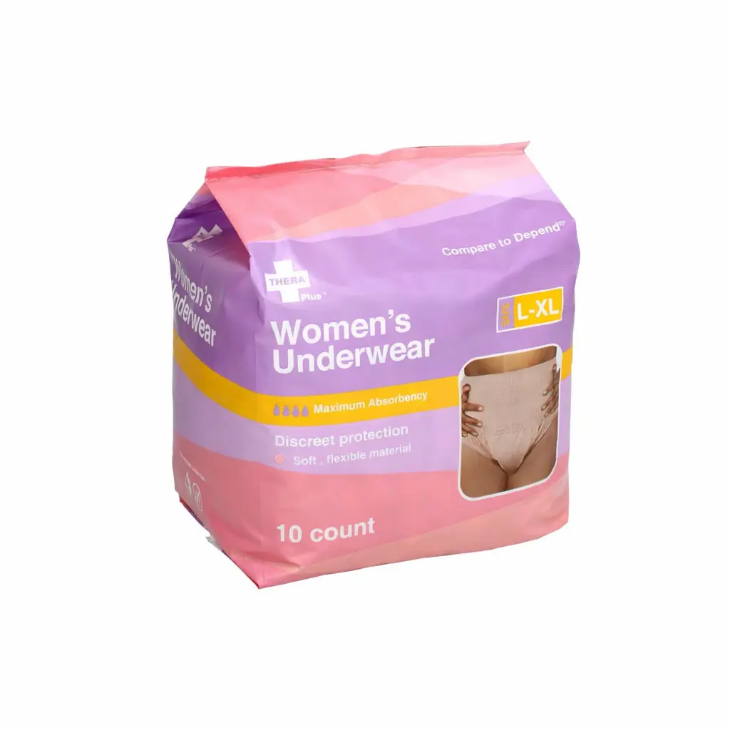 TheraPlus Women’s Incontinence Underwear, Maximum Absorbency, Soft Comfortable & Discreet Leak Protection, 10 Count Womenswear